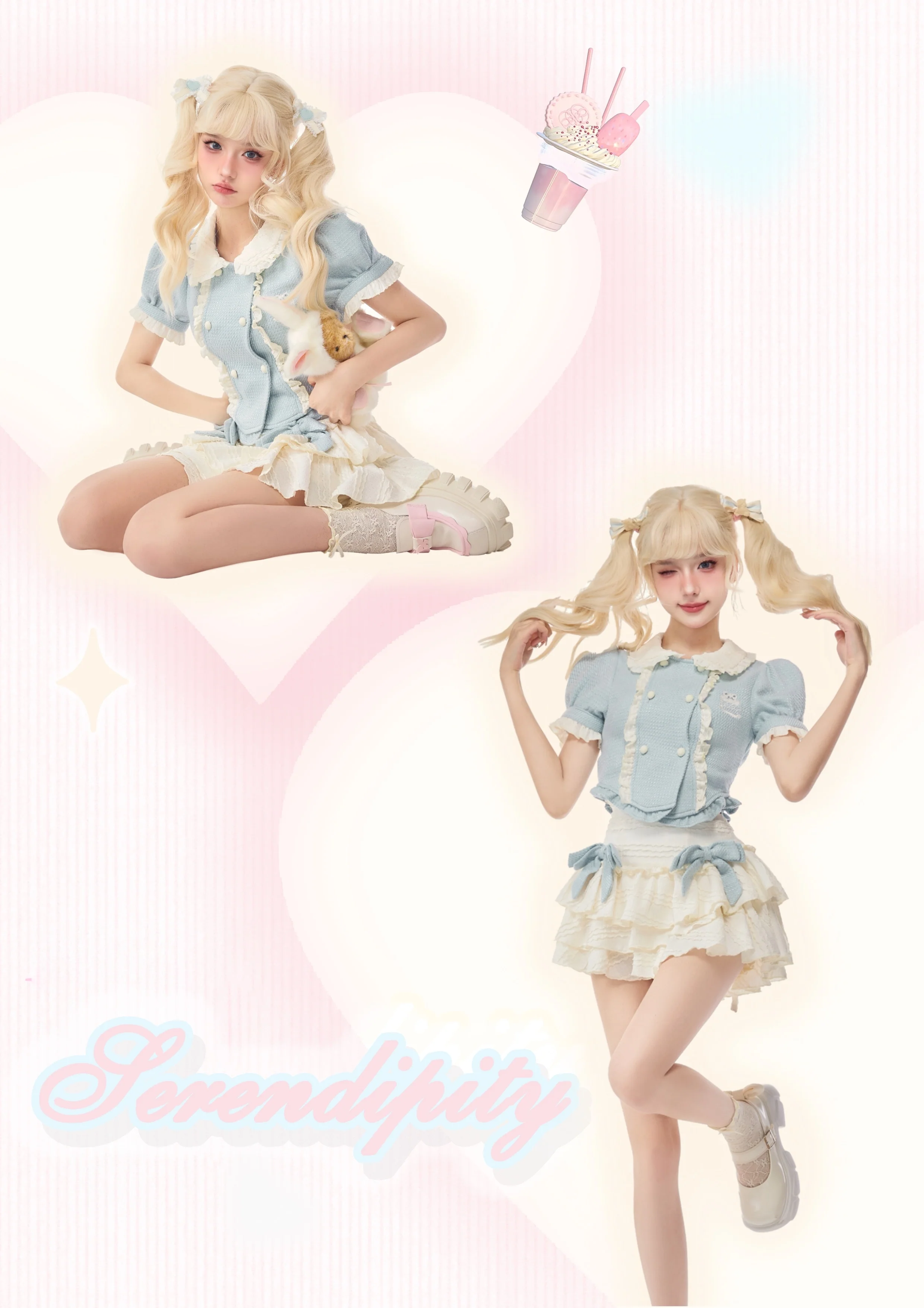 Baby Blue Dollette Skirt Matching Set - Image 14