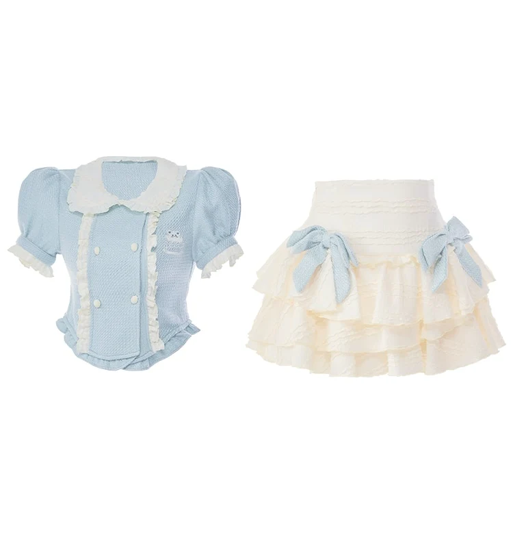 Baby Blue Dollette Skirt Matching Set - Image 2