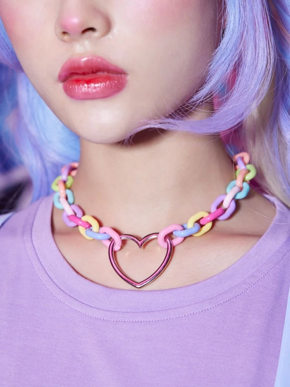 Candy Resin Chain Heart Pendant Necklace