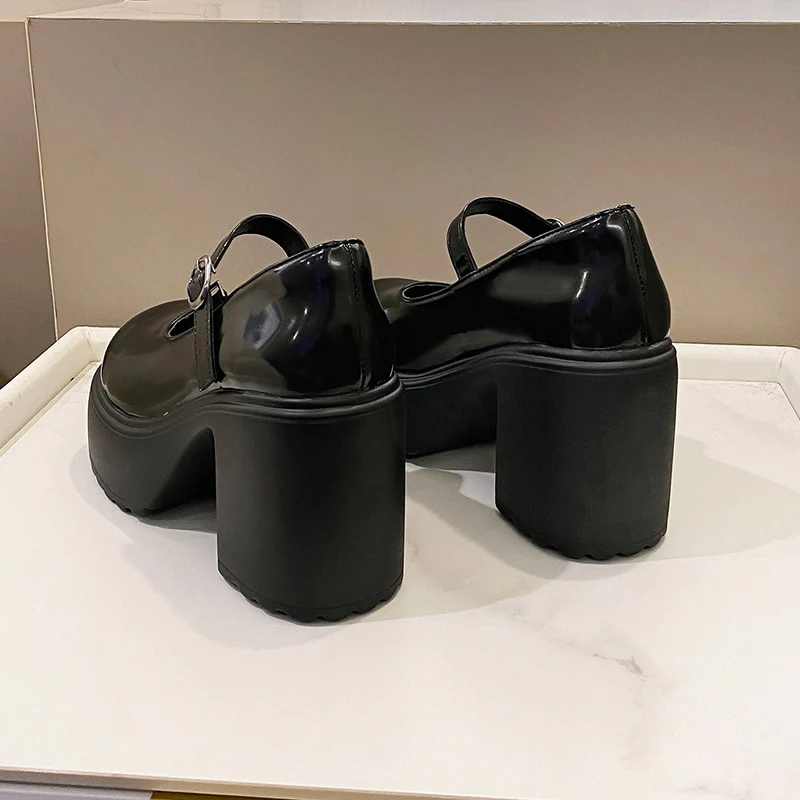Chunky Heel Mary Janes Platform Shoes Black - Image 10