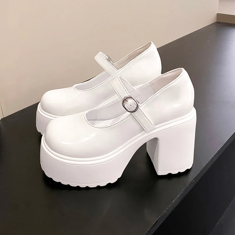 Coquette Mary Janes Platform Shoes White - Image 8