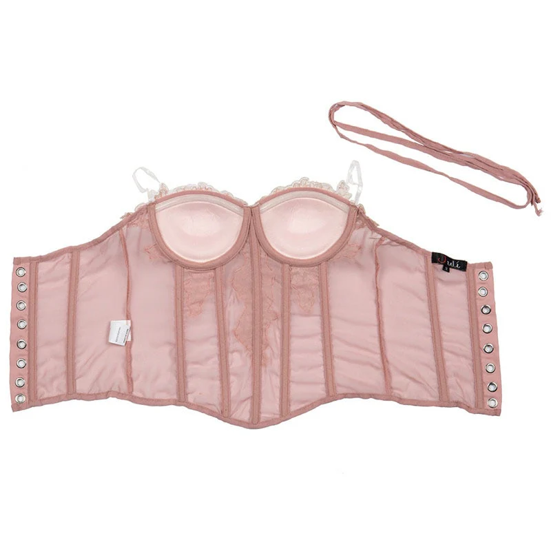 Coquette Fairycore Pink Corset Bustier Top - Image 2