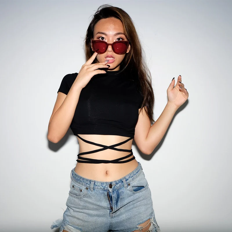 Crop Top T-Shirt Black - Image 10