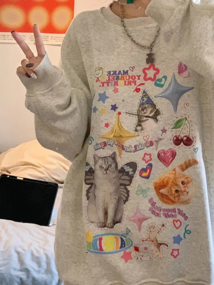 Cute Meme Cats Sweatshirt - Image 3