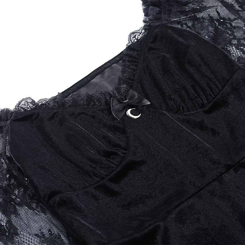 Dark Goth  Velours Vampire A-Line Dress - Image 11