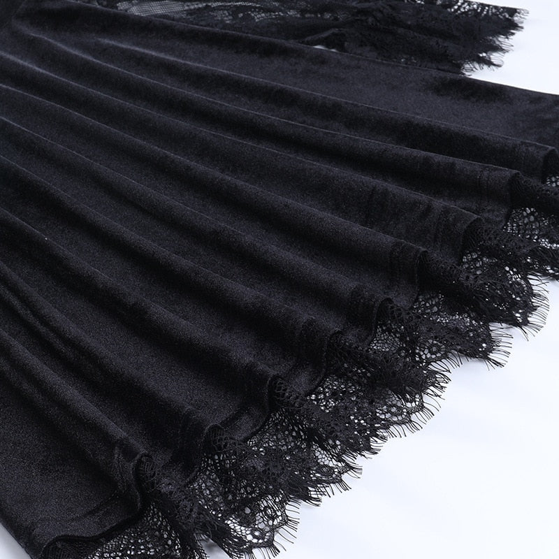 Dark Goth  Velours Vampire A-Line Dress - Image 14