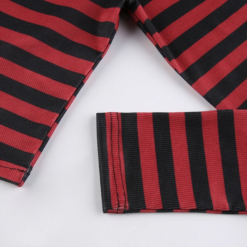 Dark Grunge E-Girl Striped Crop Top - Image 10
