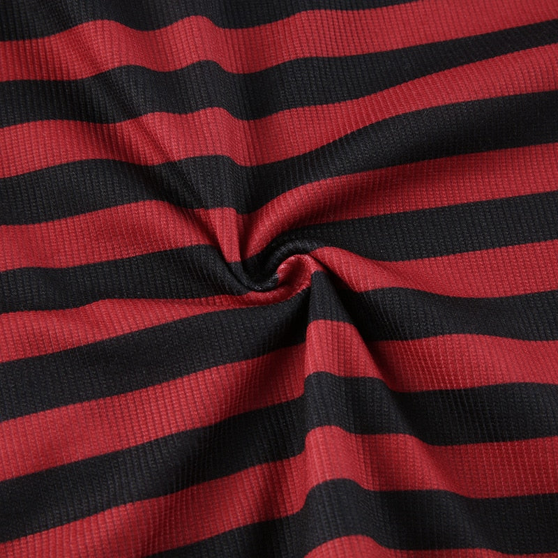 Dark Grunge E-Girl Striped Crop Top - Image 11