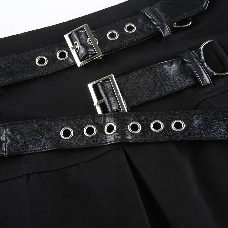 Dark Grunge Pleated Mini Skirt 2 Straps - Image 4