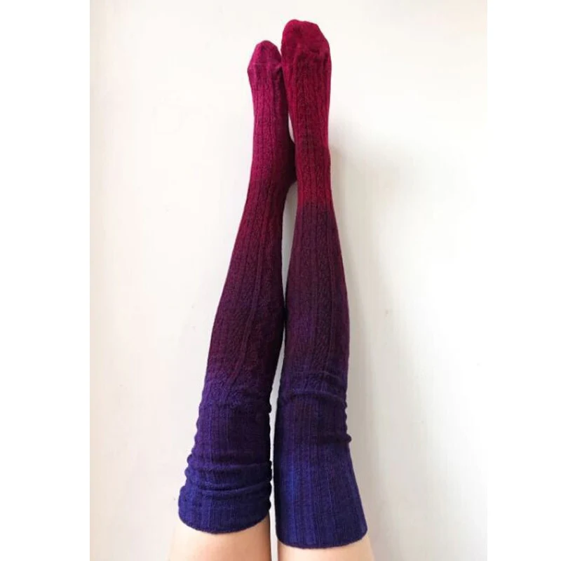 Dark Ombre Thigh High Socks