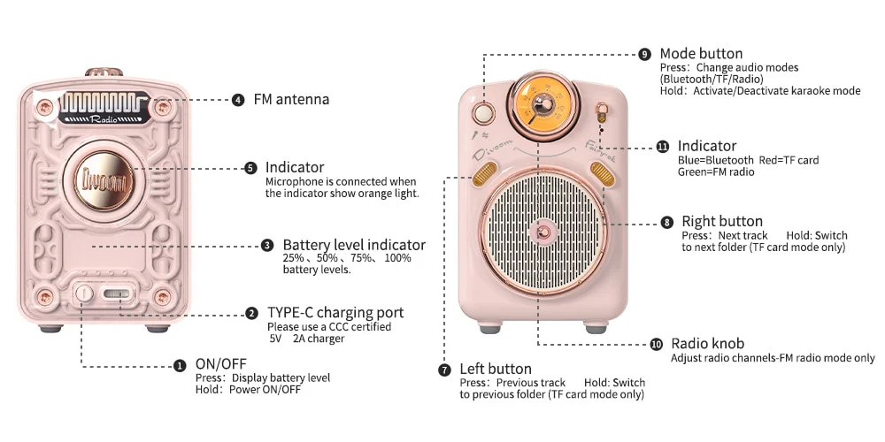 Divoom Fairy-OK Portable Bluetooth Speaker with Microphone - Image 14