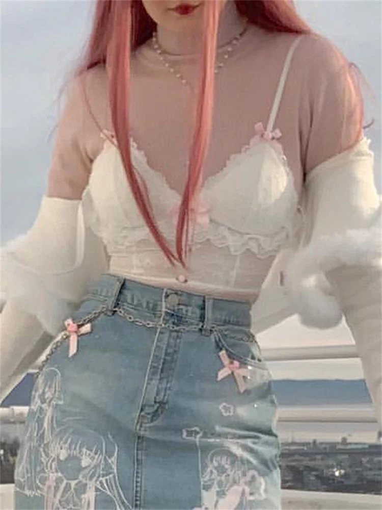 Dollette Lace Top Pink Ribbons - Image 11