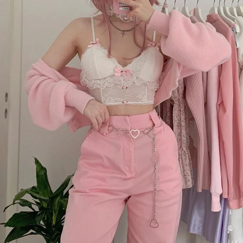 Dollette Lace Top Pink Ribbons - Image 3