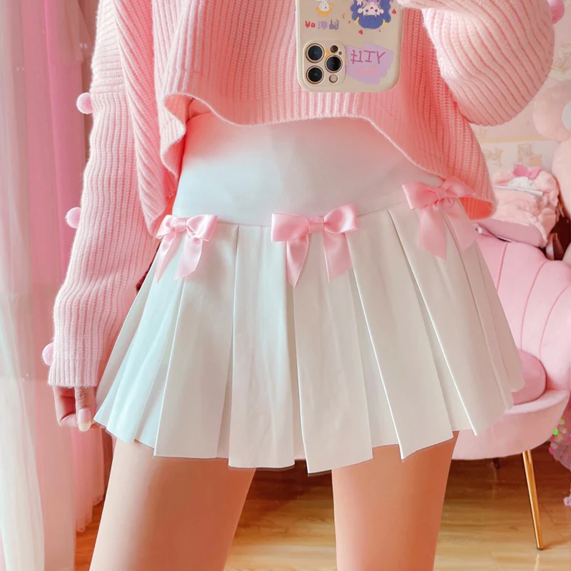 Dollette Kawaii Bow Pleated Mini Skirt - Image 2