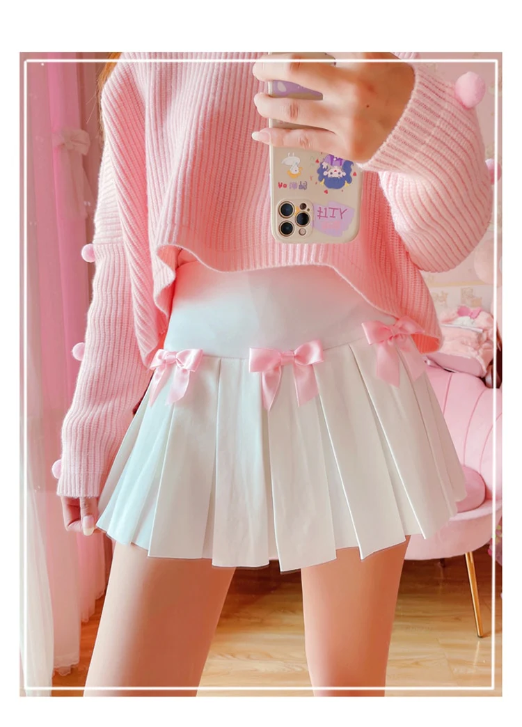 Dollette Kawaii Bow Pleated Mini Skirt - Image 8