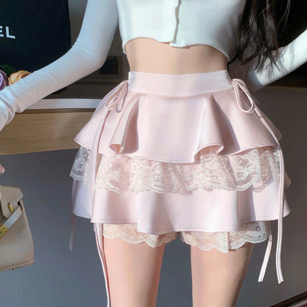 Dollette Ruffle Double Layer Mini Skirt Pink - Image 3