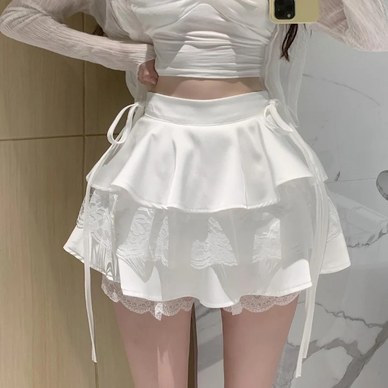 Dollette Ruffle Double Layer Mini Skirt White - Image 2