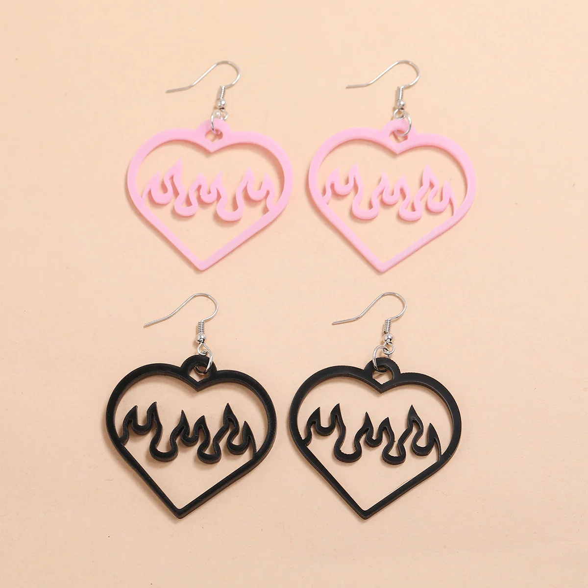 E-Girl Aesthetic Earrings Heart Flame - Image 4