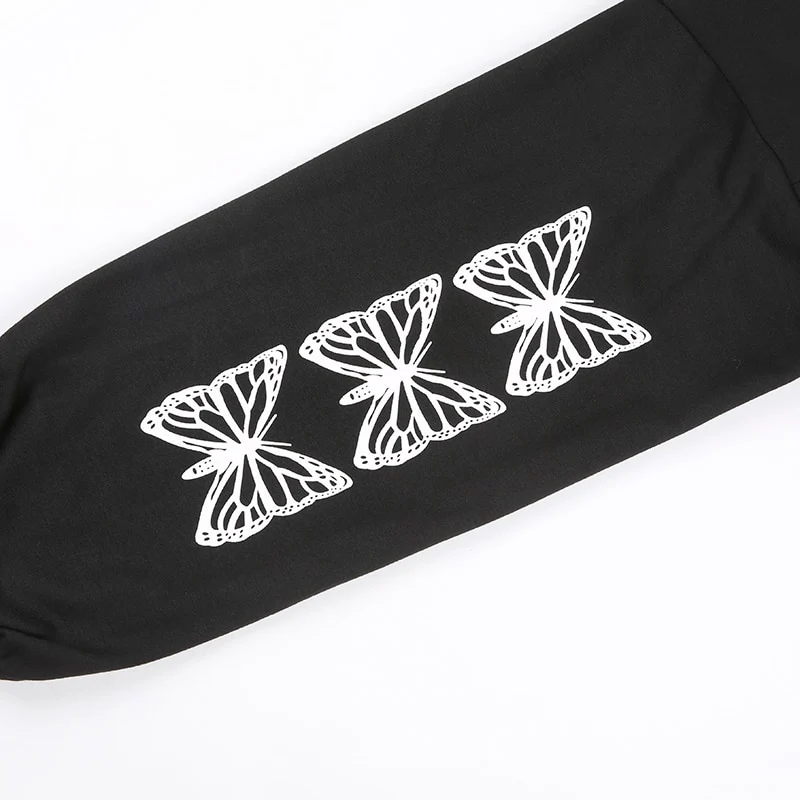 E-Girl Hardcore Print Gothic Crop Hoodie - Image 15