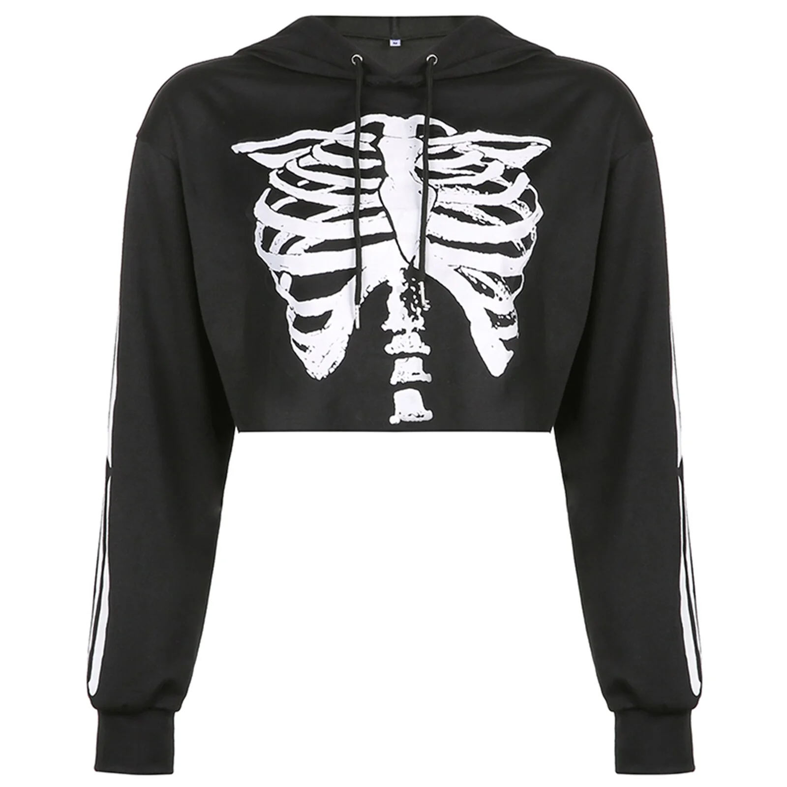 Egirl Goth Dark Grunge Skeleton Cropped Hoodie - Image 6