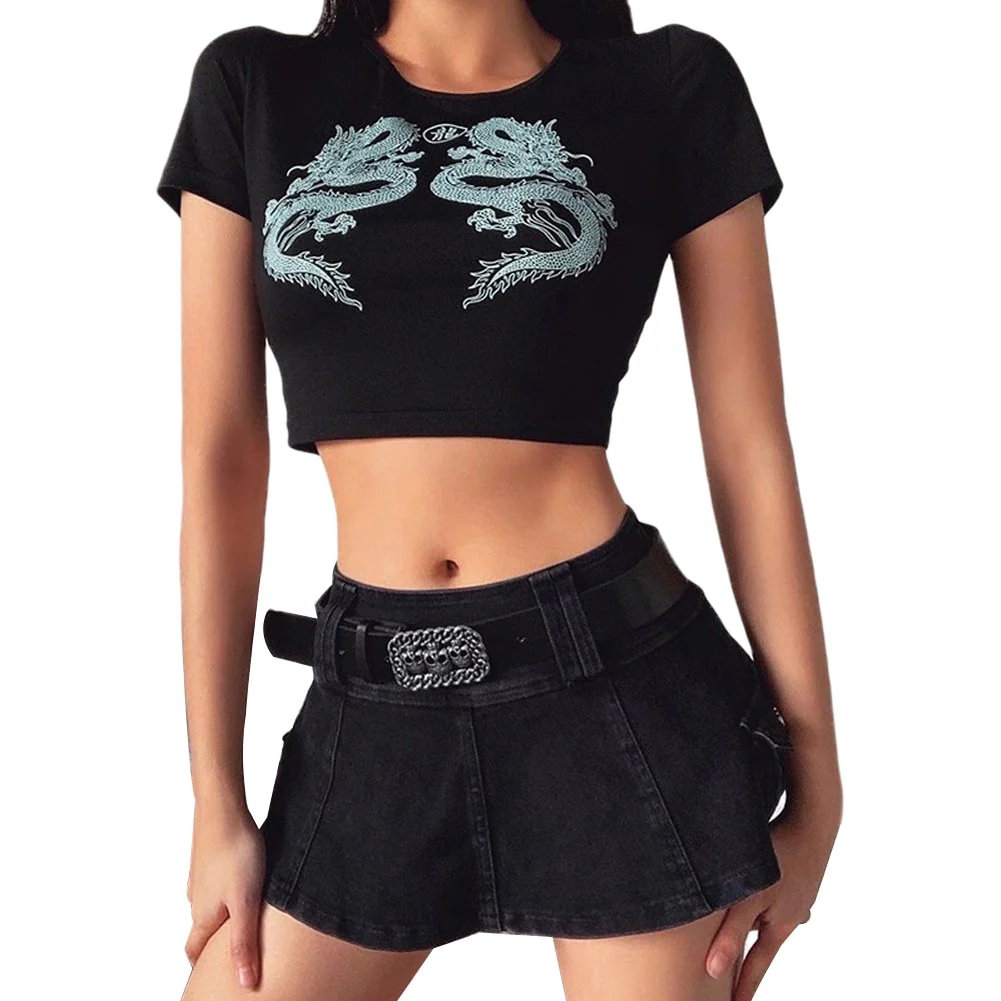 Egirl Goth Grunge Dragon Print Crop Top - Image 8