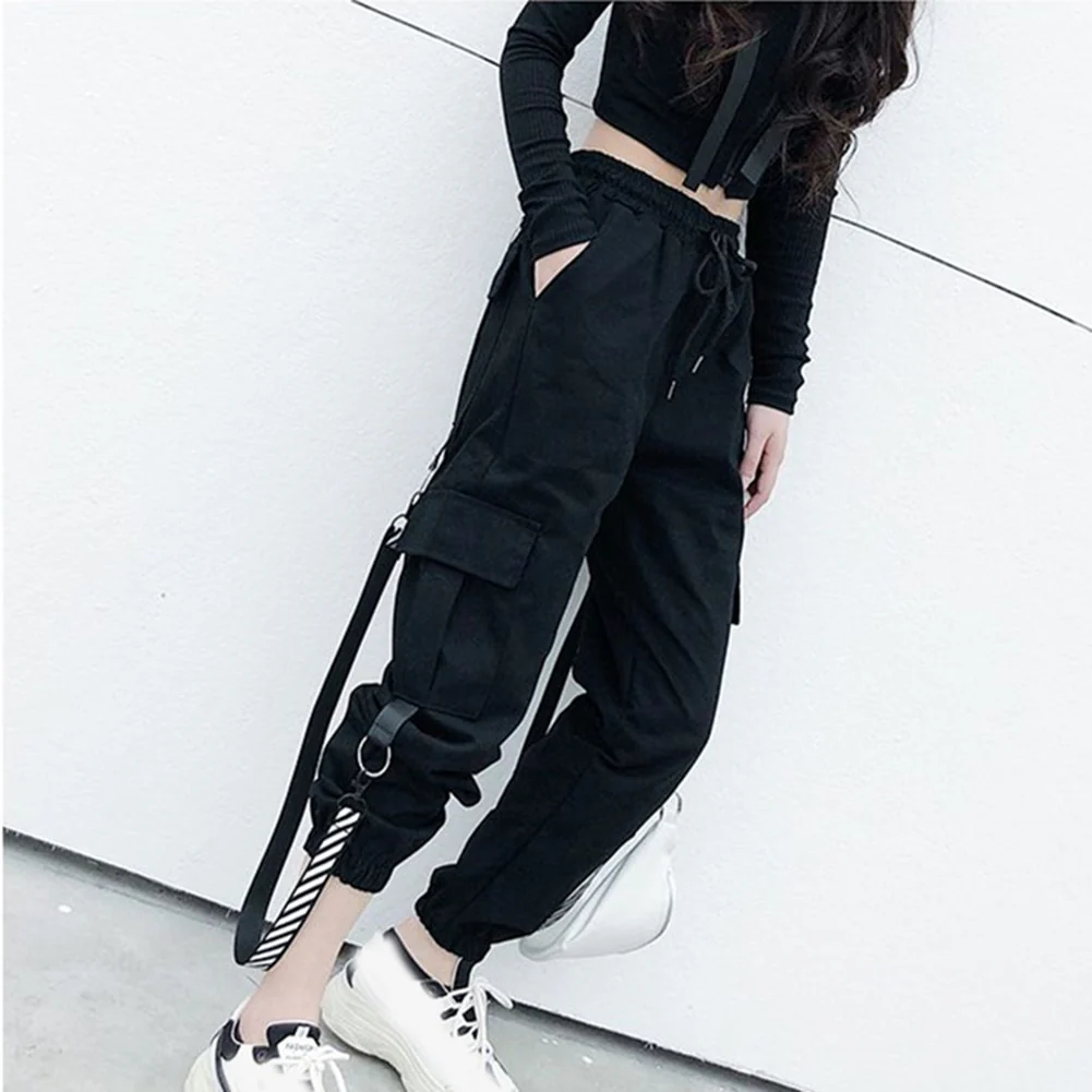 Egirl Gothic Black Straps Cargo Pants - Image 3