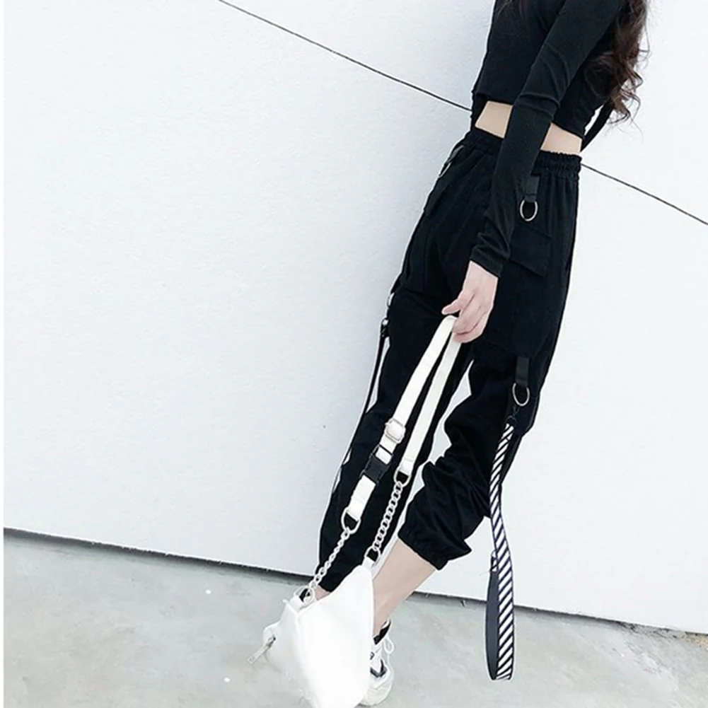Egirl Gothic Black Straps Cargo Pants - Image 6