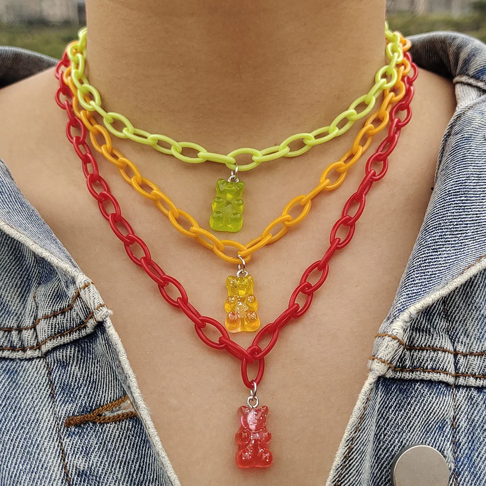 Egirl Kawaii Gummy Bear Acrylic Necklace - Image 31