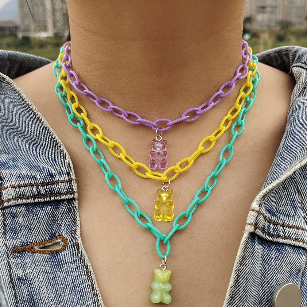 Egirl Kawaii Gummy Bear Acrylic Necklace - Image 33