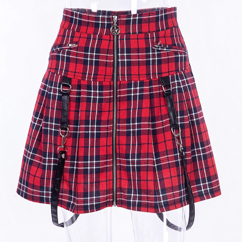 Egirl Punk Rock Plaid Straps Skirt - Image 10