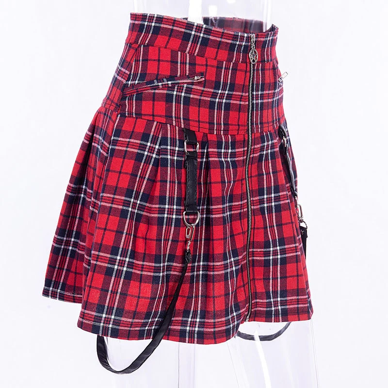 Egirl Punk Rock Plaid Straps Skirt - Image 11