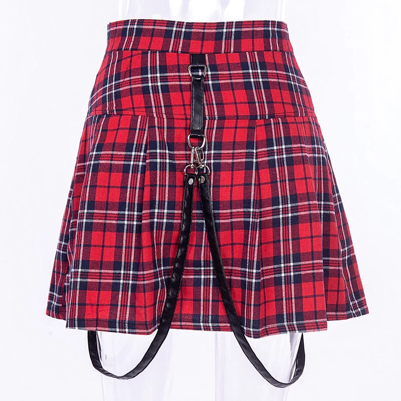 Egirl Punk Rock Plaid Straps Skirt - Image 12