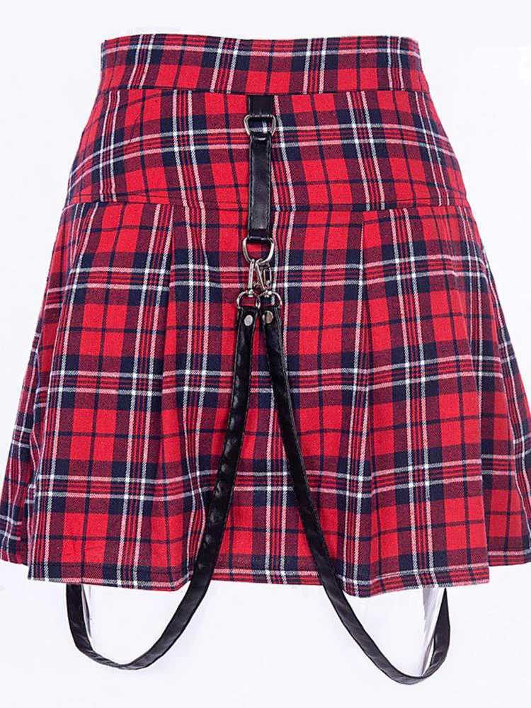 Egirl Punk Rock Plaid Straps Skirt - Image 19