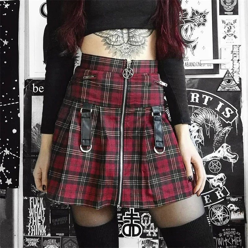 Egirl Punk Rock Plaid Straps Skirt - Image 2