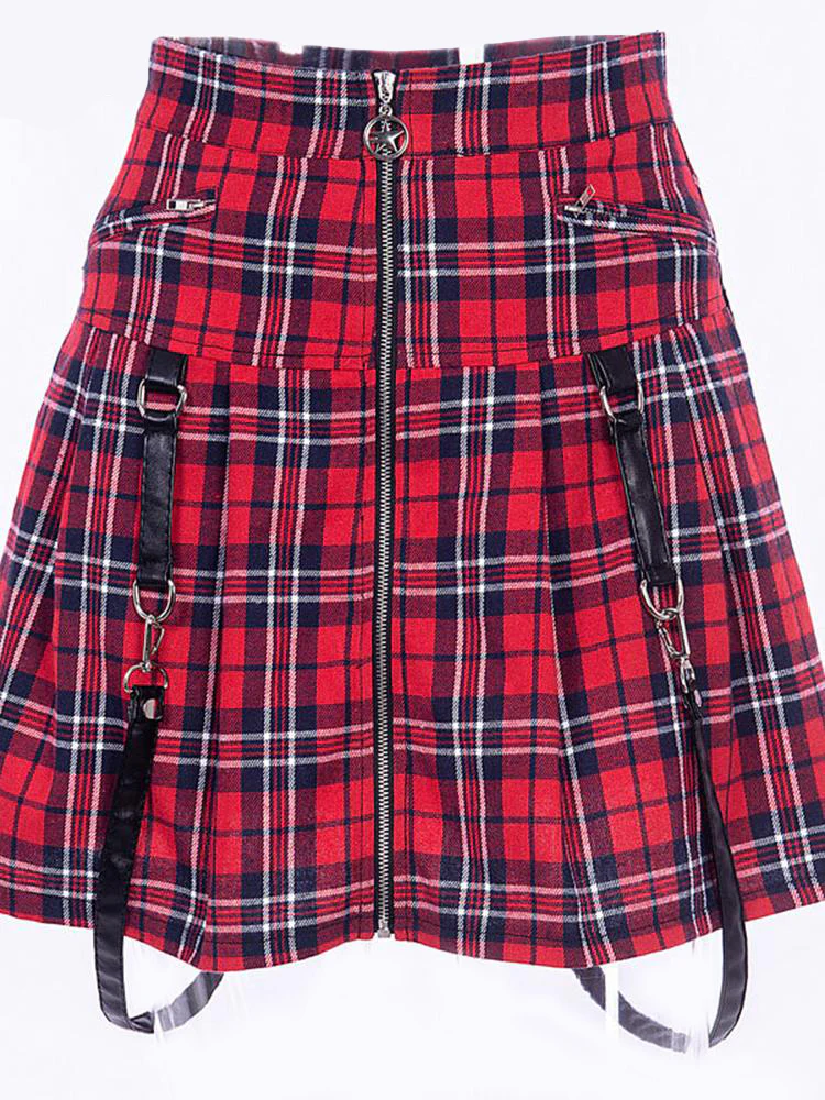 Egirl Punk Rock Plaid Straps Skirt - Image 20