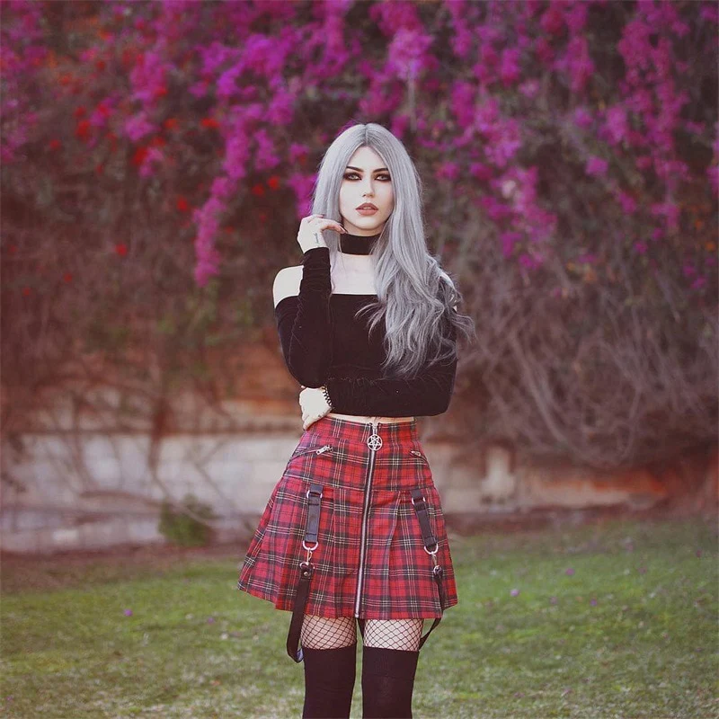 Egirl Punk Rock Plaid Straps Skirt - Image 6
