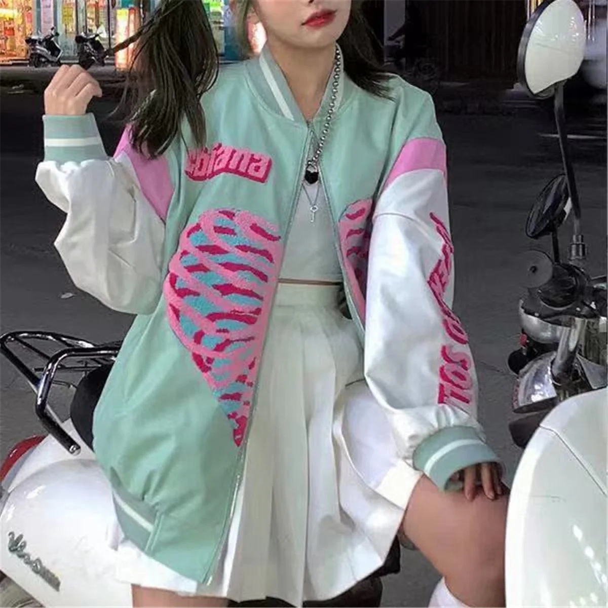 Emo Scene Queen Pastel Bone Heart Hoodie - Image 4