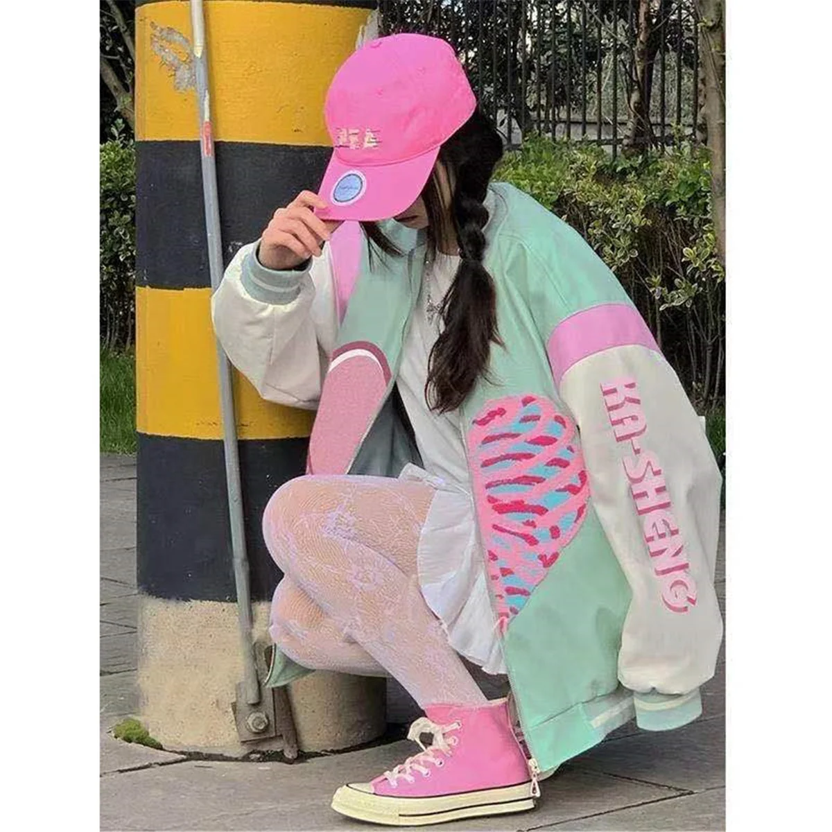 Emo Scene Queen Pastel Bone Heart Hoodie - Image 6