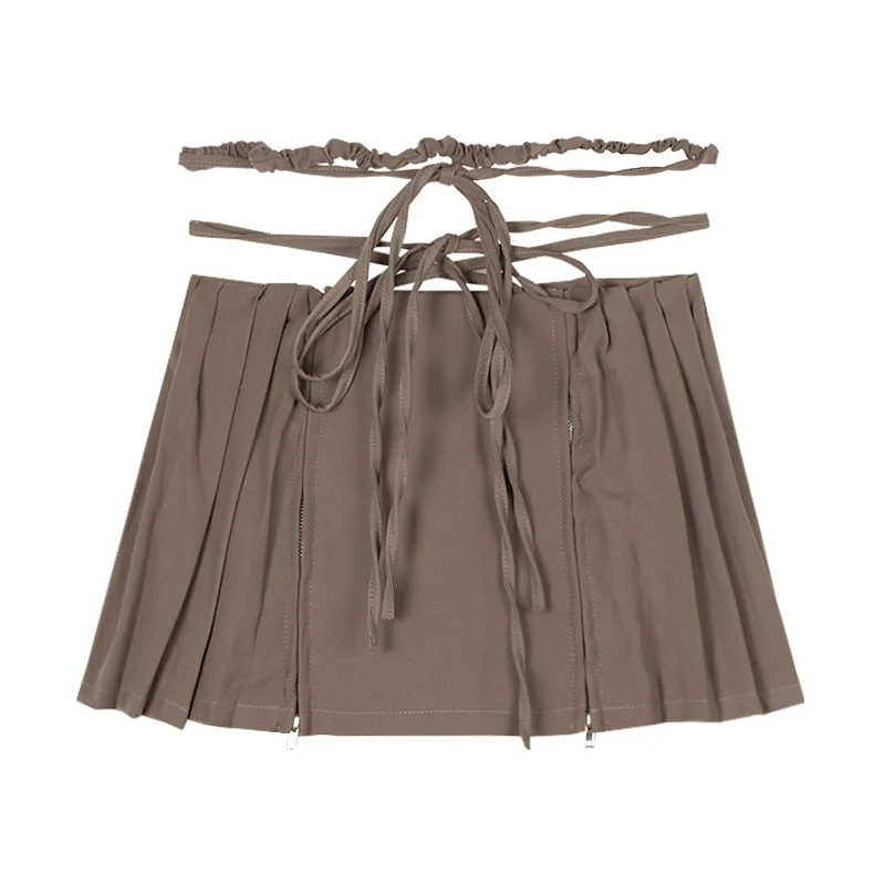 Fairy Grunge Lace-up Double Zipper Mini Skirt - Image 14
