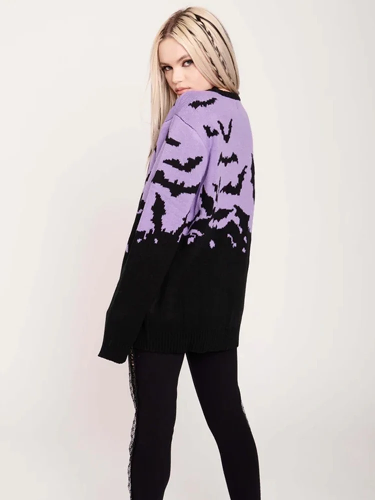 Gothic Bat Pattern Sweater - Image 9