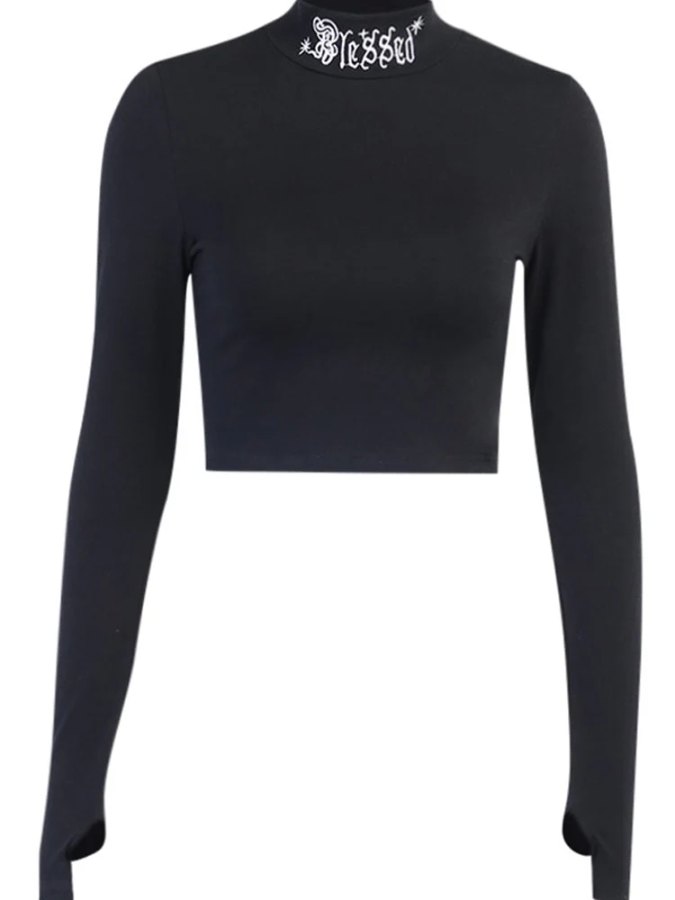 Gothic Blessed Long Sleeve Crop Top - Image 7