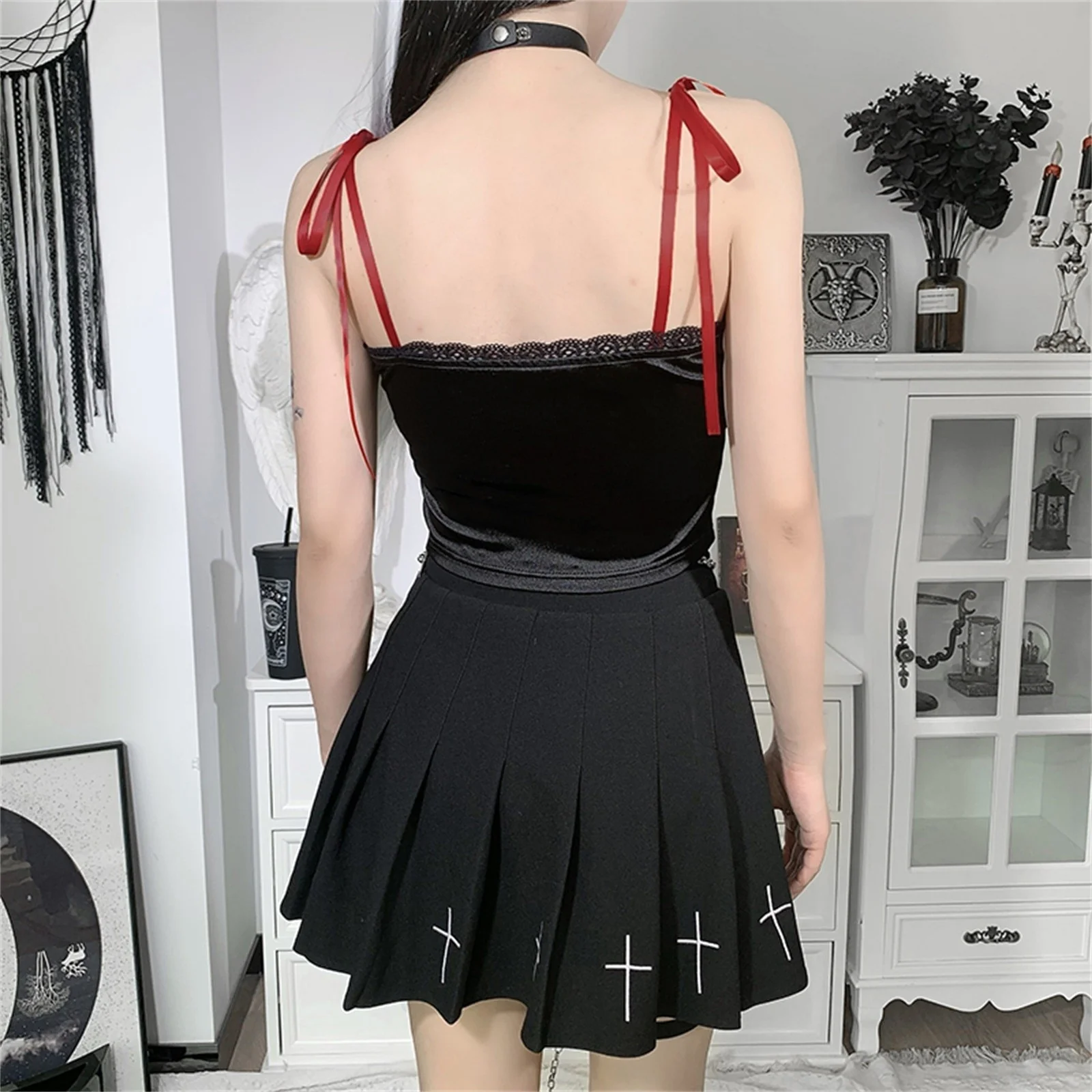Gothic Vampire Cross Crop Top - Image 10
