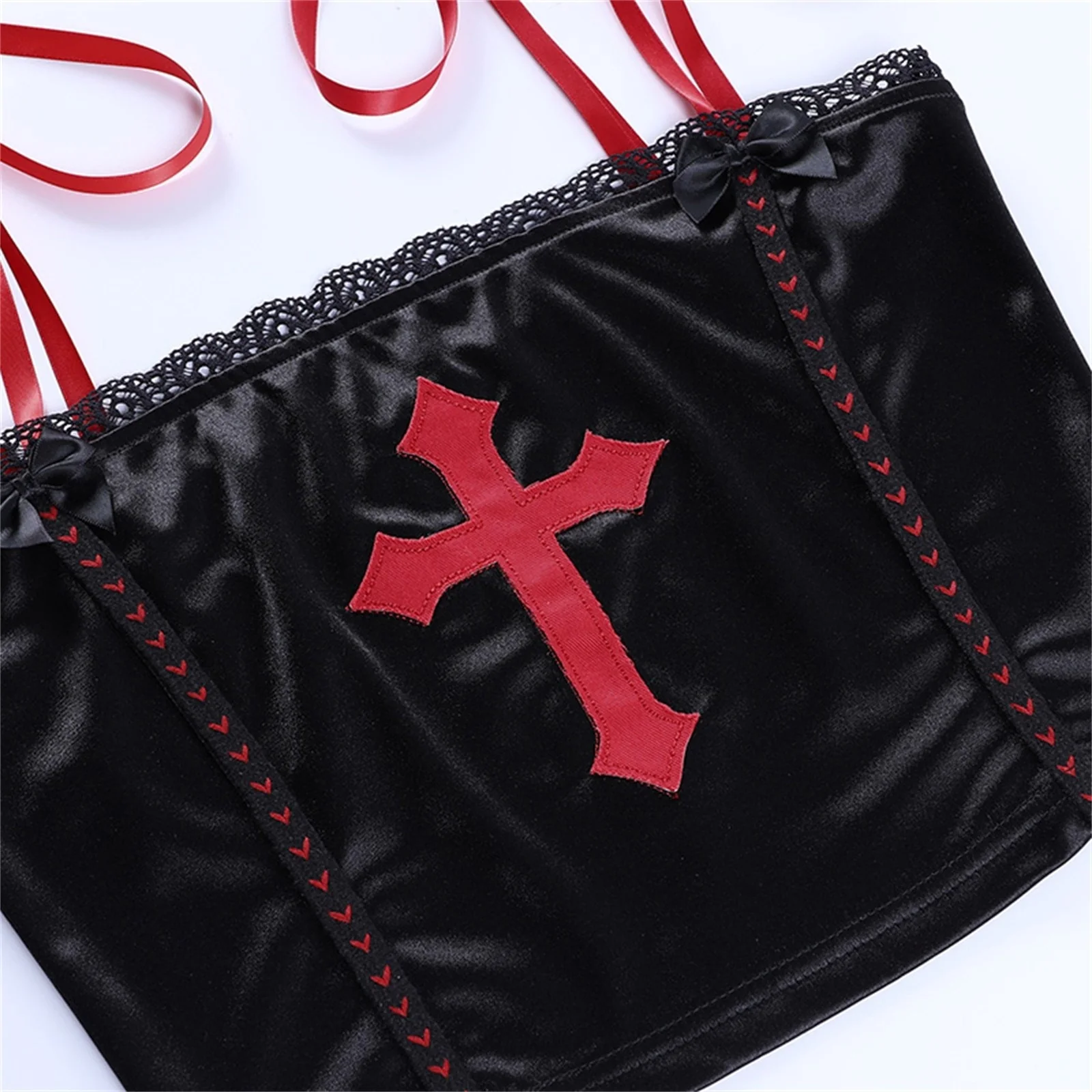 Gothic Vampire Cross Crop Top - Image 30