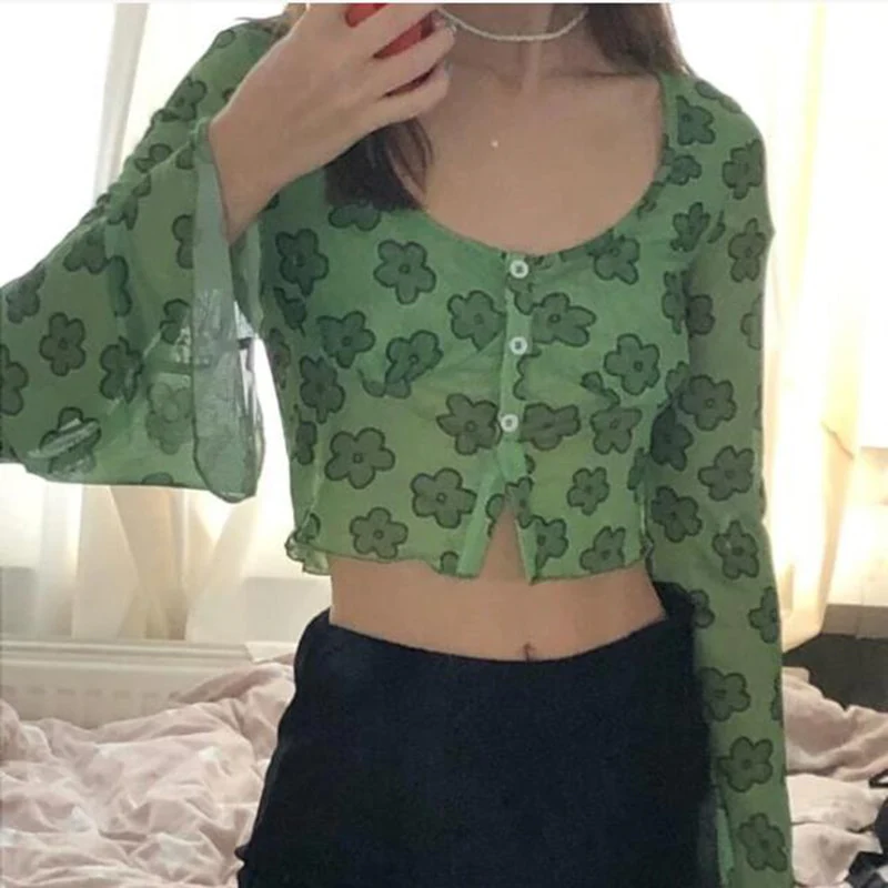 Indie Girl Green Floral Top - Image 2