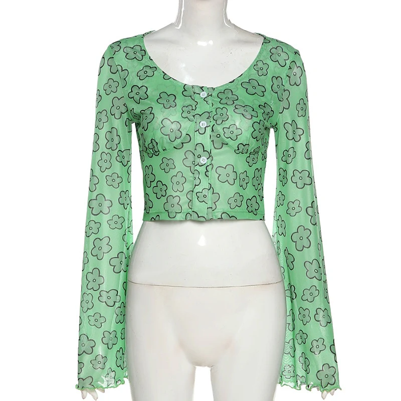 Indie Girl Green Floral Top - Image 3