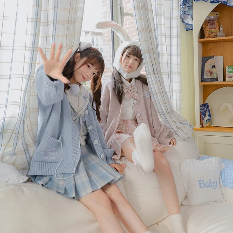 Kawaii Aesthetic Cardigan Sweater Blue - Image 7