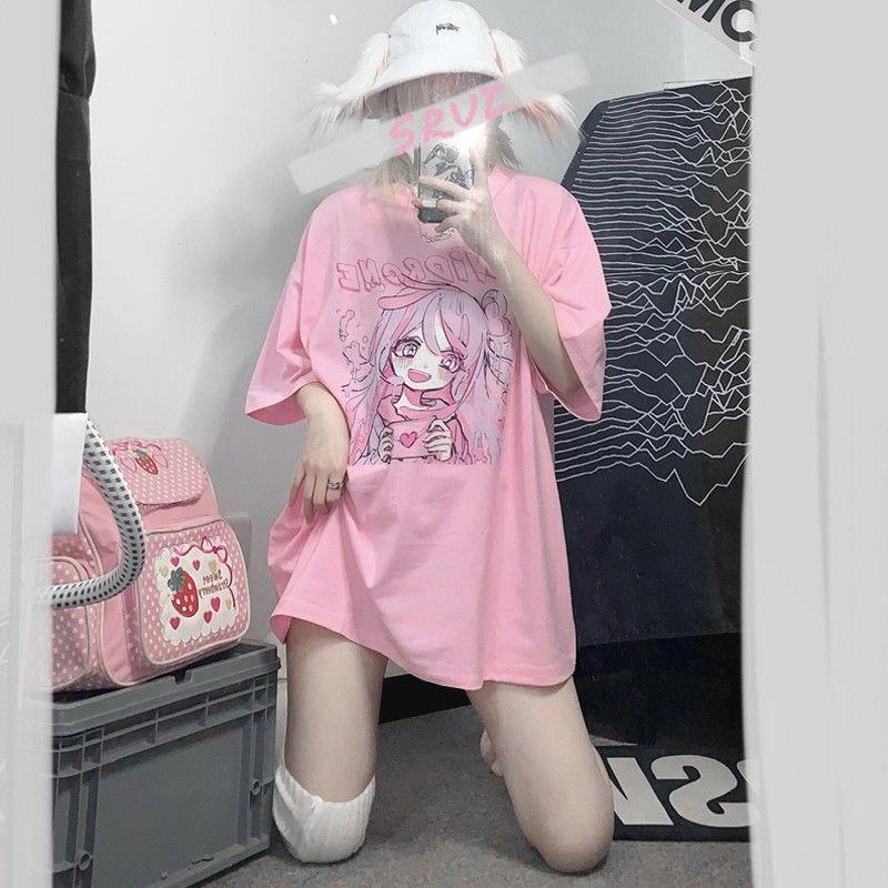 Kawaii Anime T-Shirt Happy Girl Pink - Image 4
