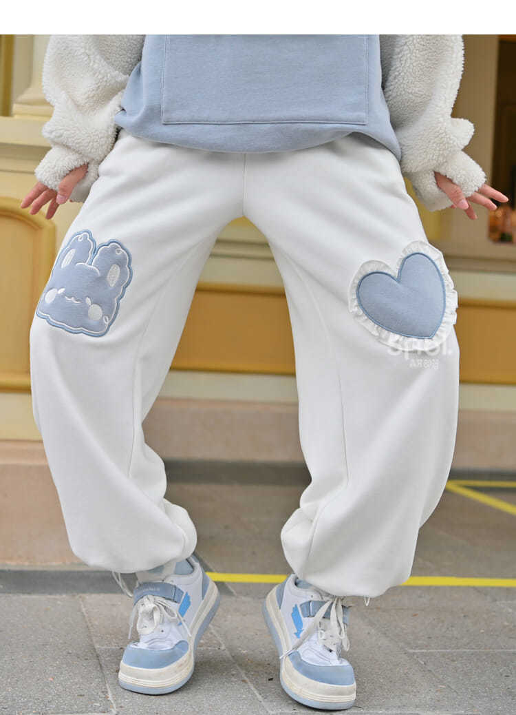 Kawaii Blue Joggers Sweatpants Bunny Heart - Image 10