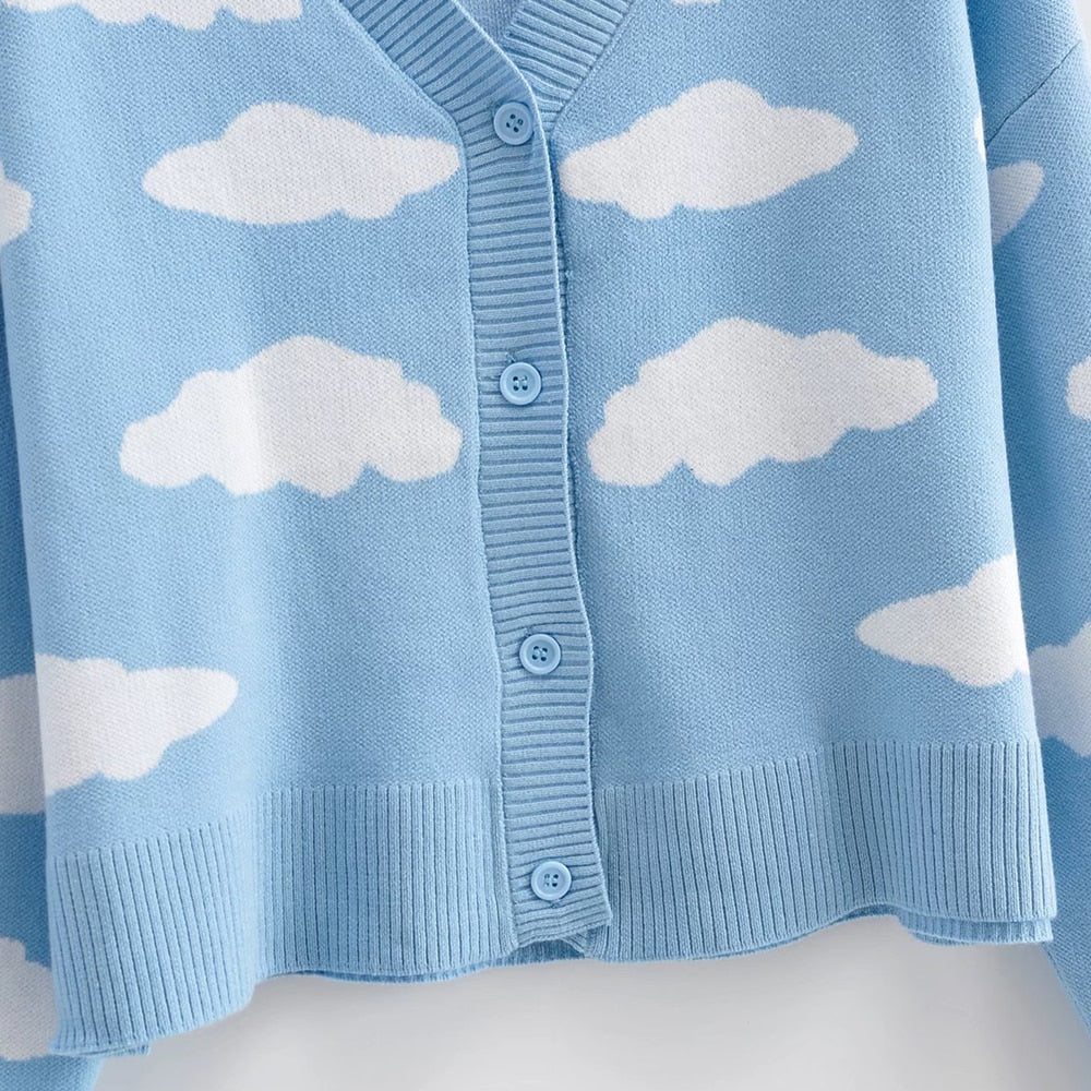 Kawaii Clouds Knitted Cardigan - Image 3
