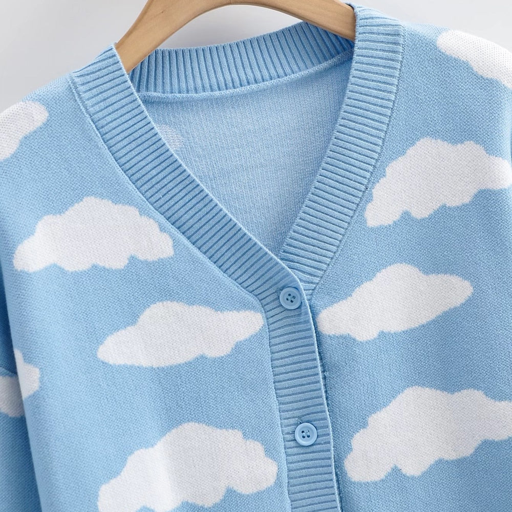 Kawaii Clouds Knitted Cardigan - Image 4